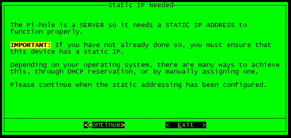 Pi-hole Installer Static IP