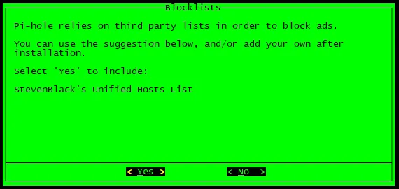 Pi-hole Installer blocklist