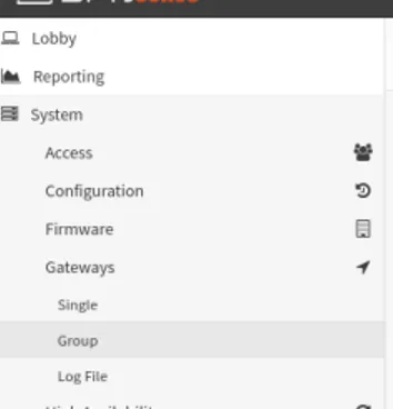 Gateways group configuration menu