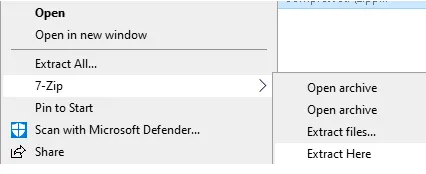 7-zip extract menu
