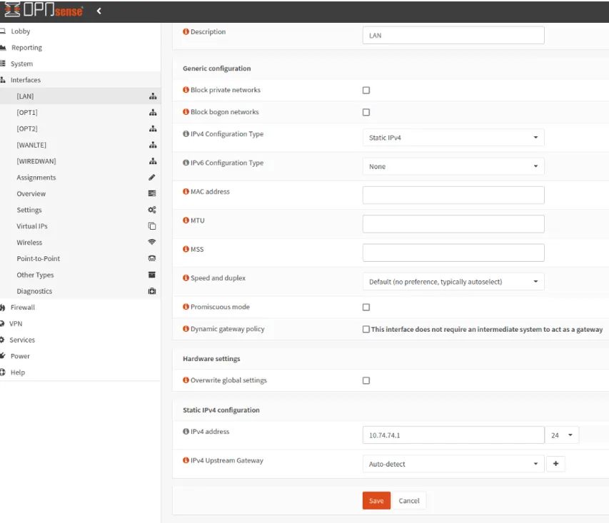 configure IP screen