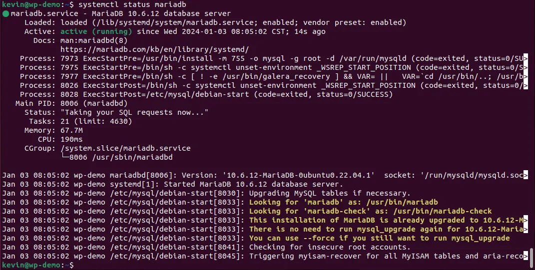 Start MariaDB